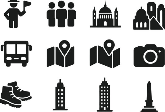 Modern urban lifestyle and travel vector icon set flat design illustration scalable graphic