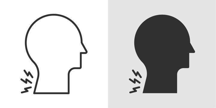 Neck Pain Icon representing cervical discomfort, muscle strain, posture-related pain, medical treatment, and wellness solutions for neck health.