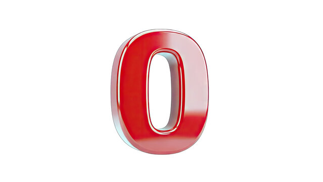 3D Red 3D Number 0 on transparent background