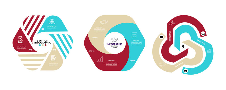 Vector triangle element for infographic set. infographic for presentation. Business concept with 3 options, parts, steps or processes. venn diagram 3 step.