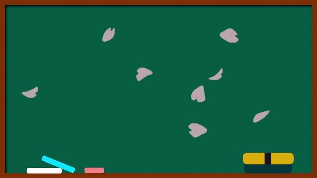 School Memories: Nostalgic Classroom Chalkboard with Falling Petals