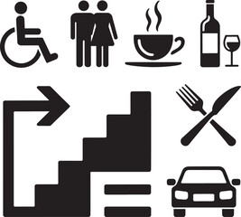 Fototapeta premium Black and white icons for public services and facilities