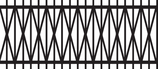 Decorative black geometric fence pattern for city architectural elements