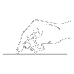 Obraz premium Minimalist line of a hand touching a surface with one continuous line