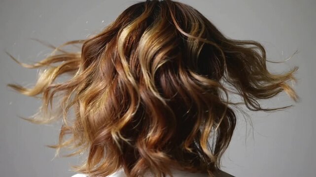 Womans hair blowing in the wind.
