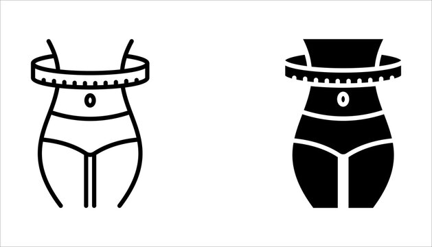 Weight loss line icon set, fitness and sport, symbol slim body with, on a white background.