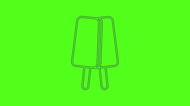 Double Stick Popsicle and Twin Frozen Treat Animated Summer Line Icon