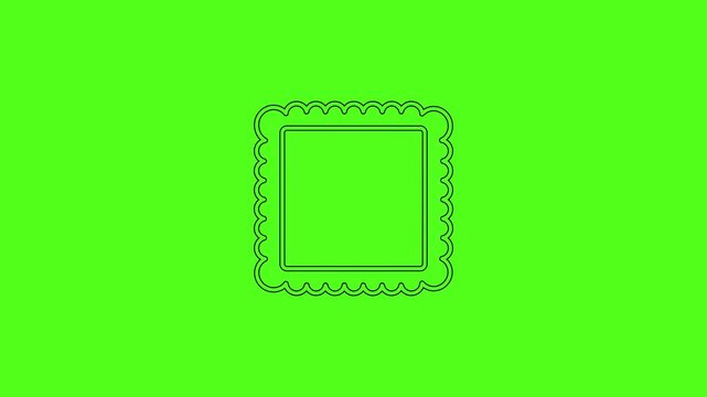 Scalloped Square Frame Animated Line Icon for Decorative Borders