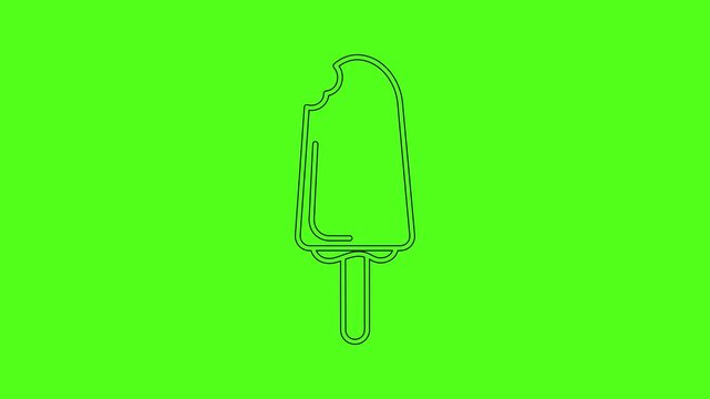 Bitten Chocolate Ice Cream Bar on Stick Animated Summer Icon