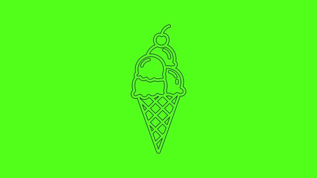 Soft Serve Ice Cream Waffle Cone with Cherry Animated Icon