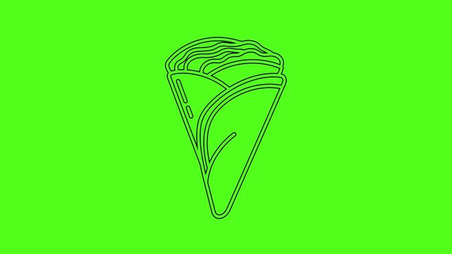 French Crepe or Tortilla Wrap Street Food Animated Line Icon