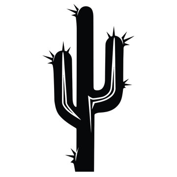 A tall cactus with multiple arms reaching upwards towards the sky isolated on white background, Vector, illustration