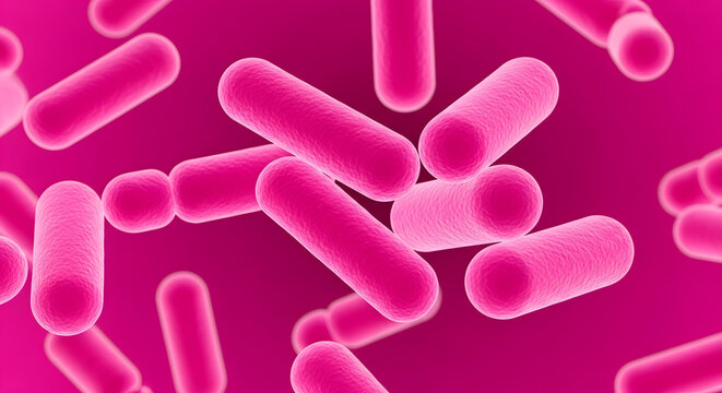 Pink Rod- Shaped Bacteria Cells on Magenta Background