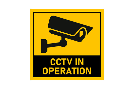 Yellow CCTV In Operation Security Camera Sign for Surveillance and Property Monitoring Awareness isolated on transparent background cctv operation security camera surveillance monitoring