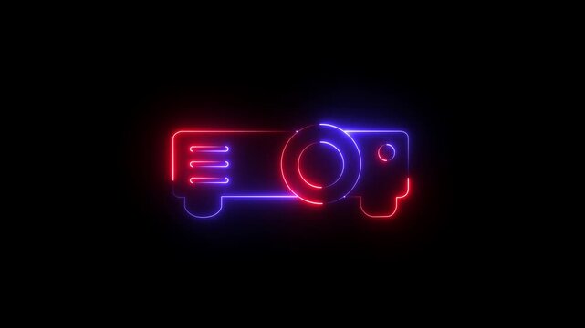 Abstract glowing neon Overhead projector icon animation . 4k motion video animation