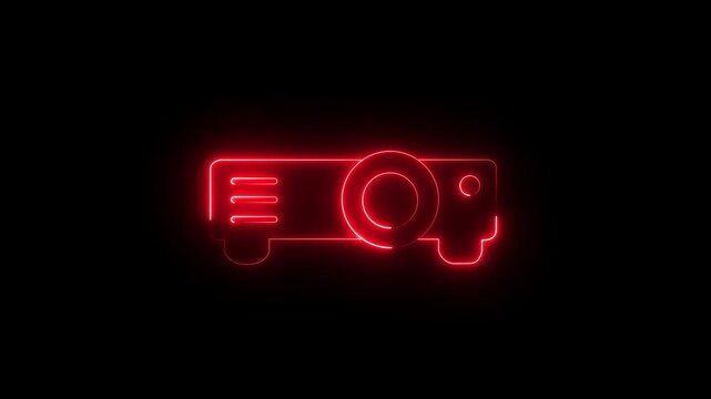 Abstract glowing neon Overhead projector icon animation . 4k motion video animation