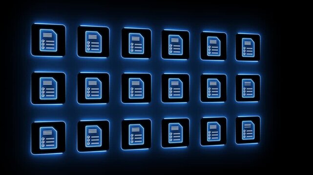 Document verification and approval process with digital checklist concept on the transparent background. Accepted and rejected files focusing on data accuracy. 4k video animation.