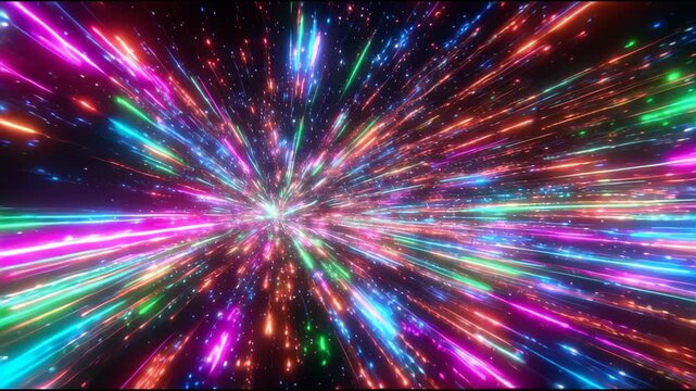 Lights accelerate through space in a hyper tunnel