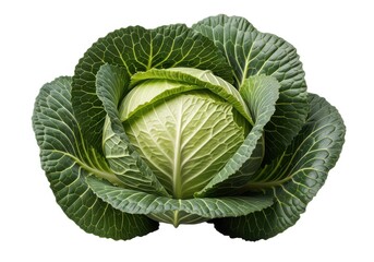 Obraz premium Fresh green cabbage vegetable isolated on white background