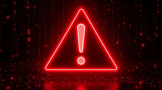 This image displays a stark digital warning, symbolizing potential cyber threats, data breaches, or critical system errors in a dark, technologically immersive environment.