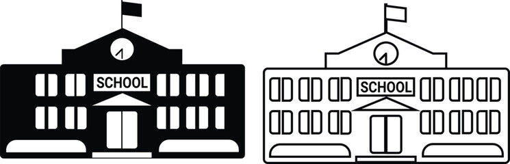 Set of 2 school building icons vector