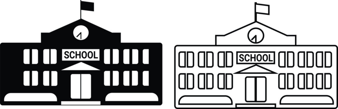 Set of 2 school building icons vector