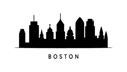 Obraz premium Boston city skyline silhouette vector illustration on white background