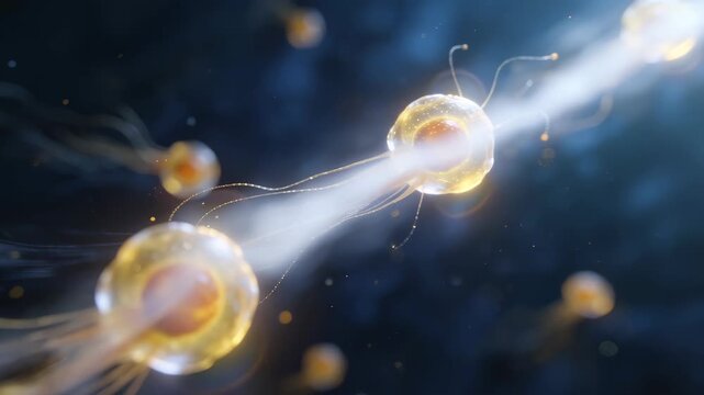 Abstract Particles in Motion: Drifting Pollen Against a Dark Background