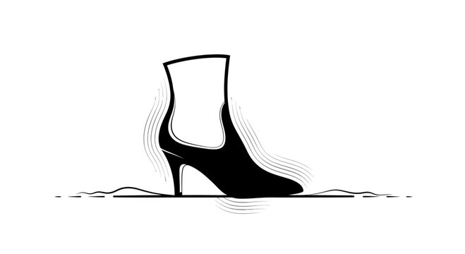Elegant Black Ankle Boot with High Heel on Abstract Ground - Fashion Footwear