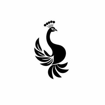 Elegant black peacock illustration isolated vector design for various projects