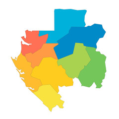 Fototapeta premium Gabon political map of administrative divisions - provinces. Rainbow spectrum colorful blank vector map.