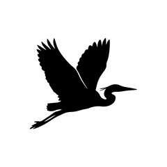 Bird in Flight Icon &ndash; Black Silhouette Vector.