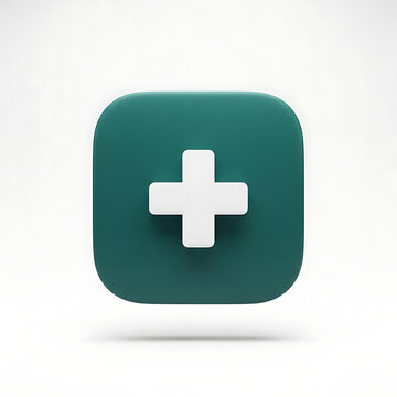 Dark teal plus sign icon on a square background.