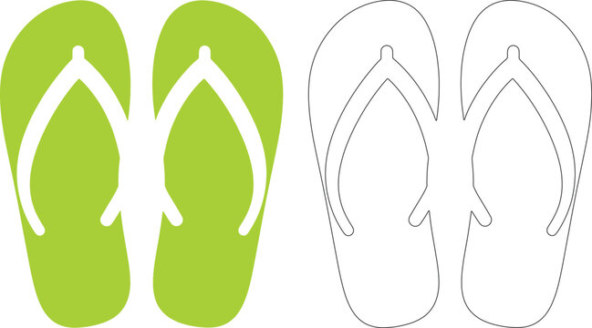 Green flip flop sandal silhouettes