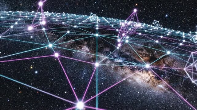 Interconnected Network of Glowing Nodes in Cosmic Galaxy Background