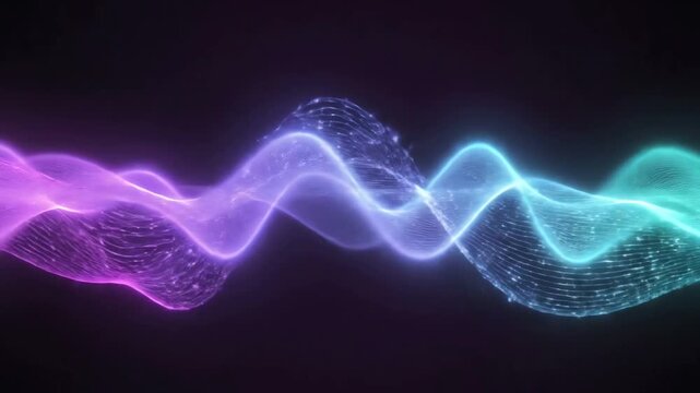Abstract Neon Wave Flowing Particles Background