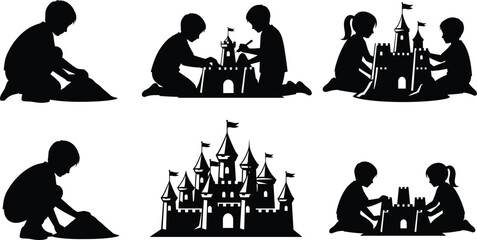 Silhouette people wearing baseball caps, expressive poses illustration, casual stances, gesture recognition concept, walking, pointing, squatting, body language depiction © Creative Mind