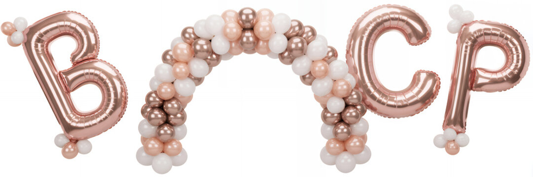 Rose gold balloons in bcp letters party