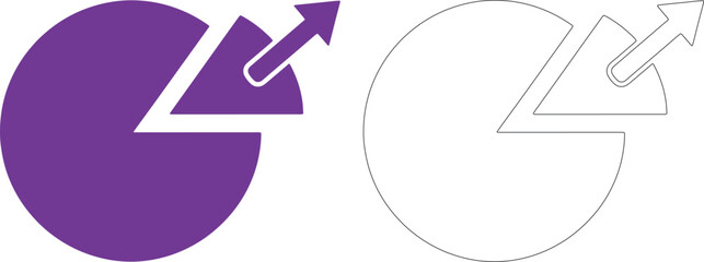 Purple pie chart silhouette with arrow
