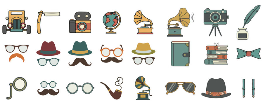 Vintage Gentleman Icons Set