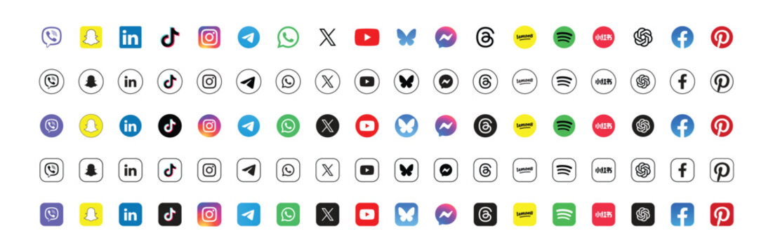 popular 2026 social media logos vector icon set of for editorial use. latest social media icon
