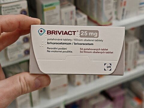 Prague,Czech Republic-May 6 2025: BRIVIACT by UCB containing BRIVARACETAM used for treatment of epilepsy and partial onset seizures.
