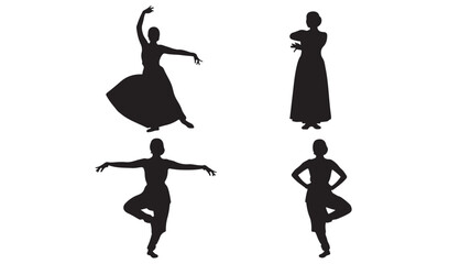 Obraz premium Set of 4 yoga poses silhouettes vector