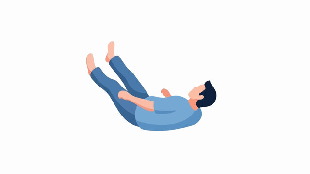 Person falling backwards wearing blue clothes