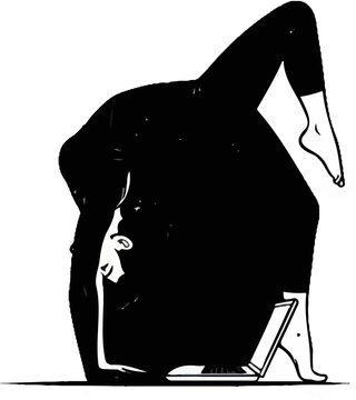 Person in yoga pose using a laptop