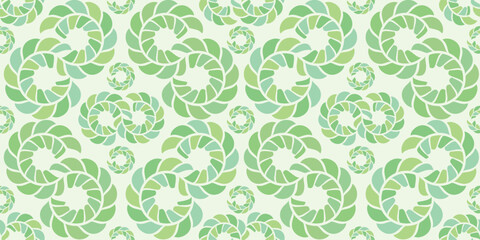 植物モチーフの渦巻き模様の繰り返しパターン