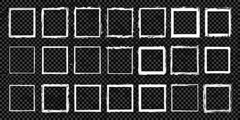 Collection of distressed polaroid frames on a transparent background