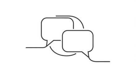 Obraz premium Two overlapping black speech bubbles on white background for communication and dialogue