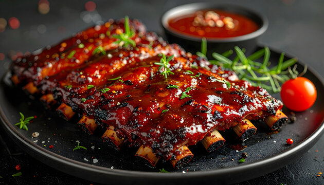 A gourmet dinner dish featuring grilled chicken breast and beef steak served with roasted vegetables, tomato, and pepper for a delicious hot meal