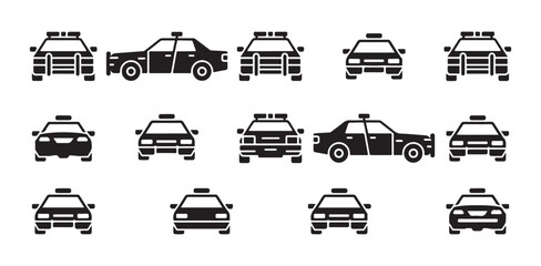 Police car vector icons set showing various angles of emergency patrol vehicles © FARJANAAKTER